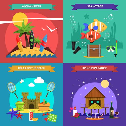 Beach Design Concept Set vector
