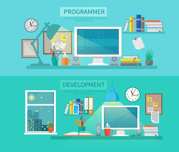 Workspace Banner Set vector