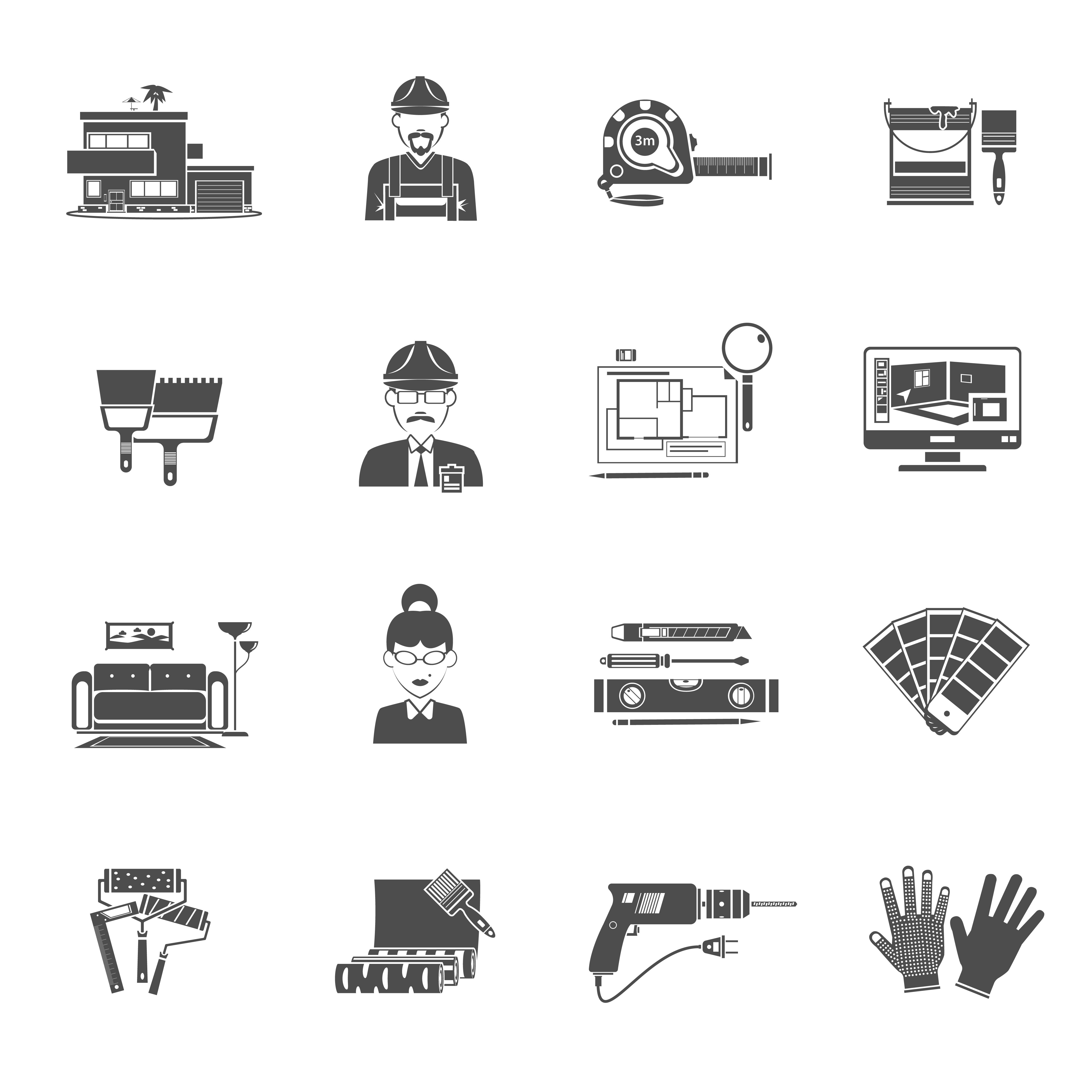 Interior Design Black Icons Set - Download Free Vectors 