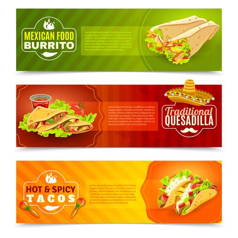 Conjunto de banners de comida mexicana vector