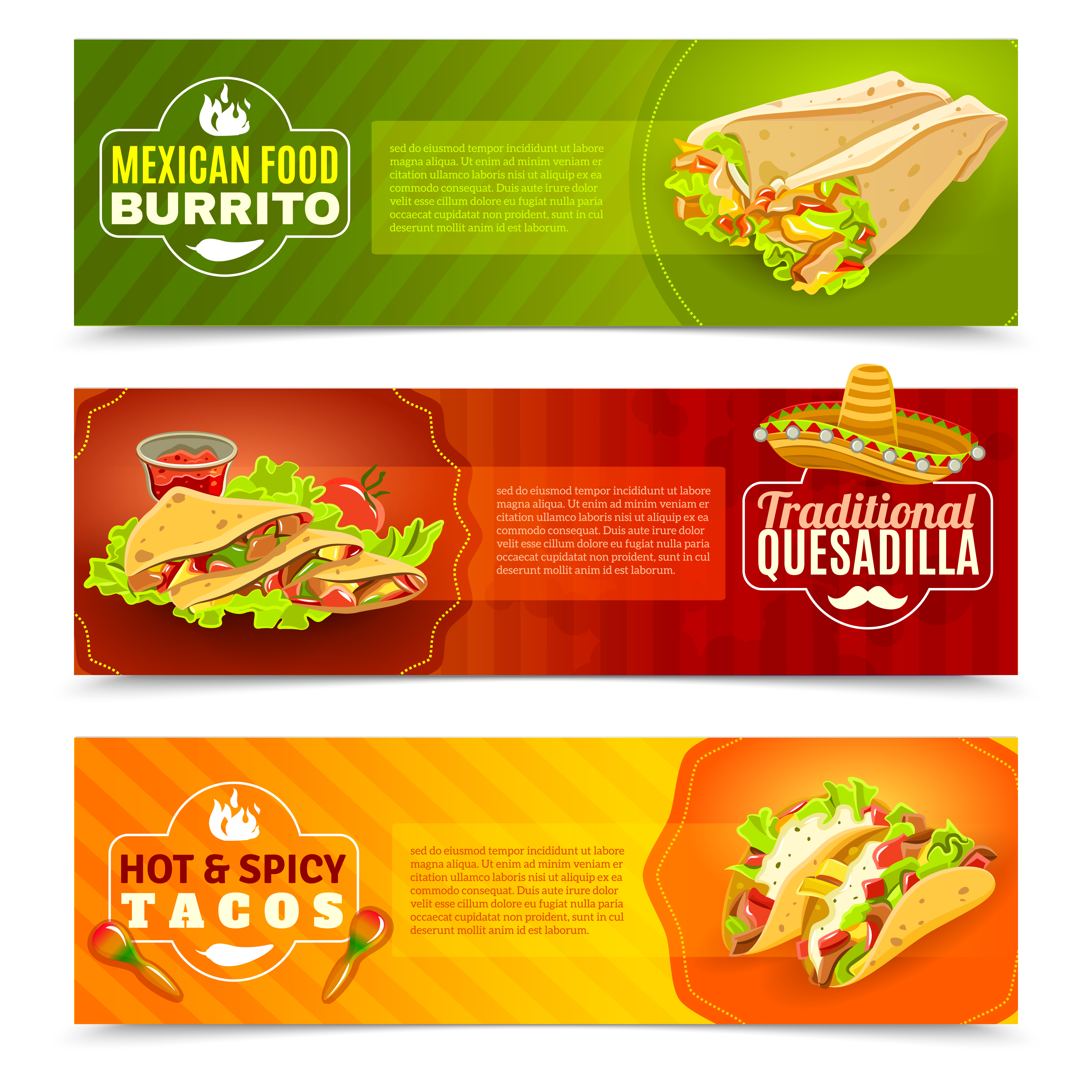 Mexican Food Banner Set Download Free Vectors Clipart Graphics