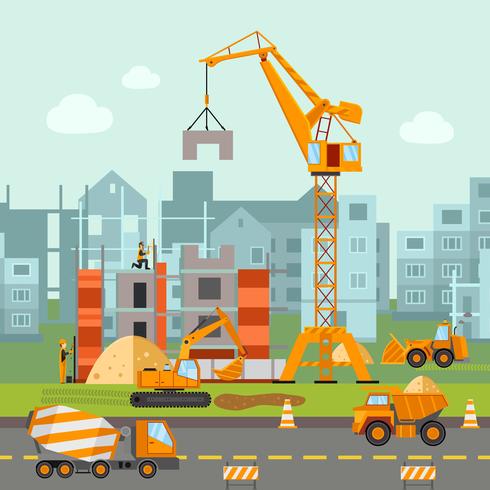 Ilustración de obras de construcción vector