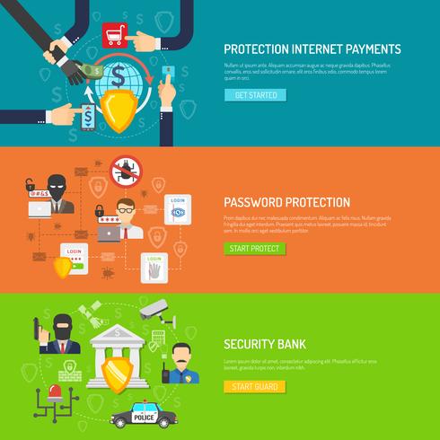 Bank security horizontal banners set vector