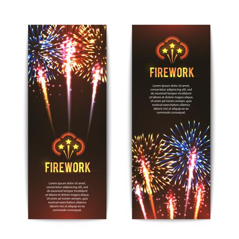 Festive firework 2 vertical banners set vector