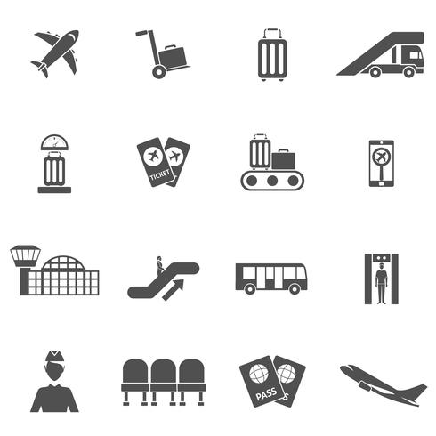 Conjunto de iconos de aeropuerto vector