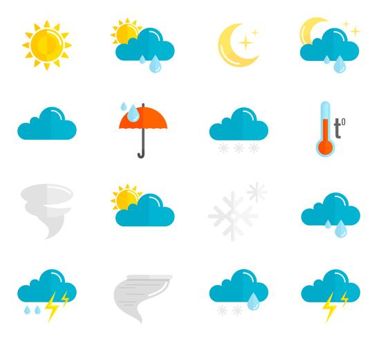 Weather Icons Flat Set vector