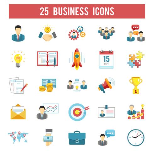 Business startup flat icons set vector