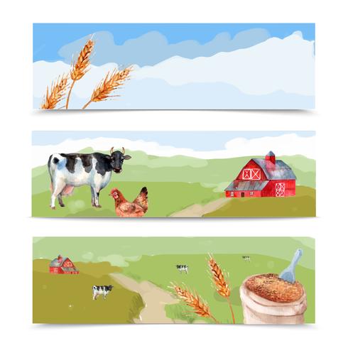 Conjunto de Banners de granja vector