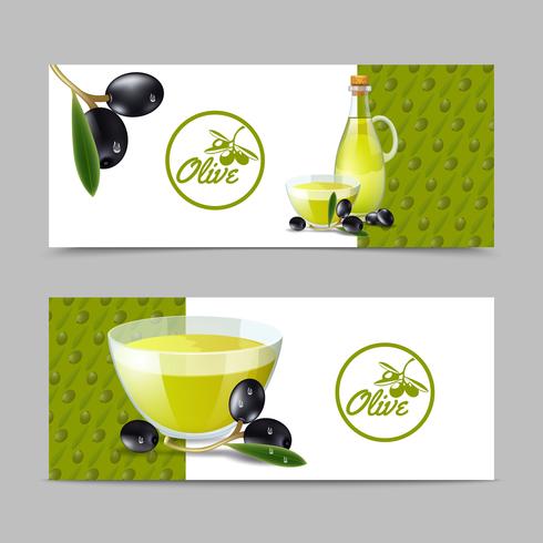Set de pancartas de aceite de oliva vector