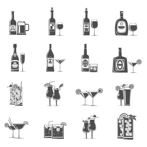 Cocktail Icons Black vector