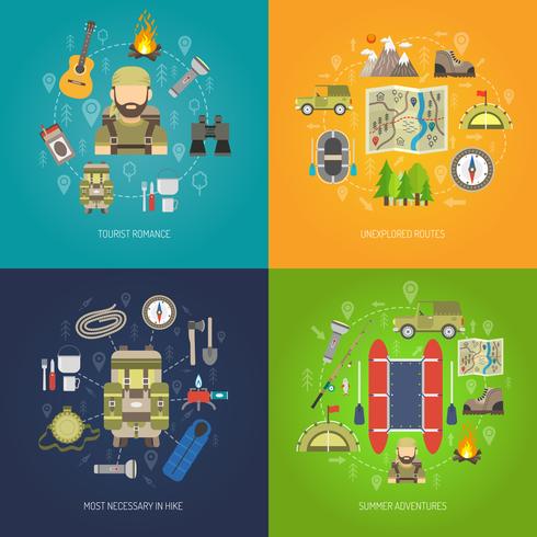 Tourism Flat Set vector