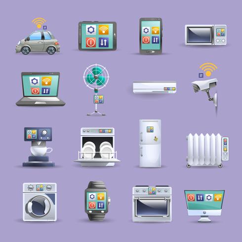 Internet of things flat icons set vector
