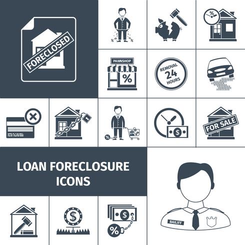 Loan Foreclosure Icons Black vector