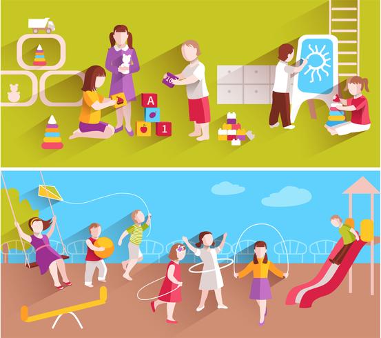 Children In Kindergarten vector