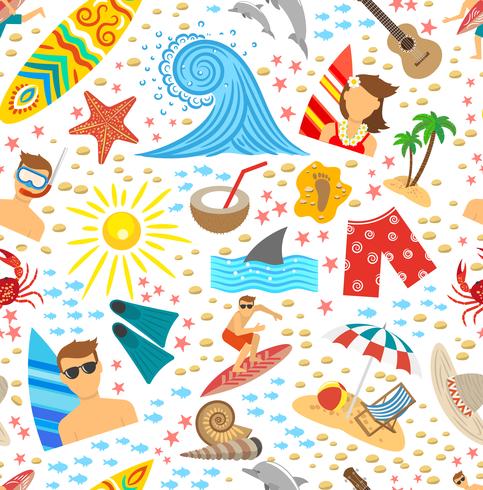 Surfing Seamless Pattern vector