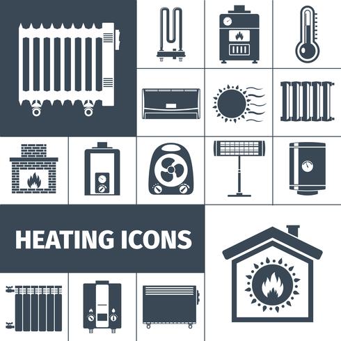 Heating Flat Icon Set vector