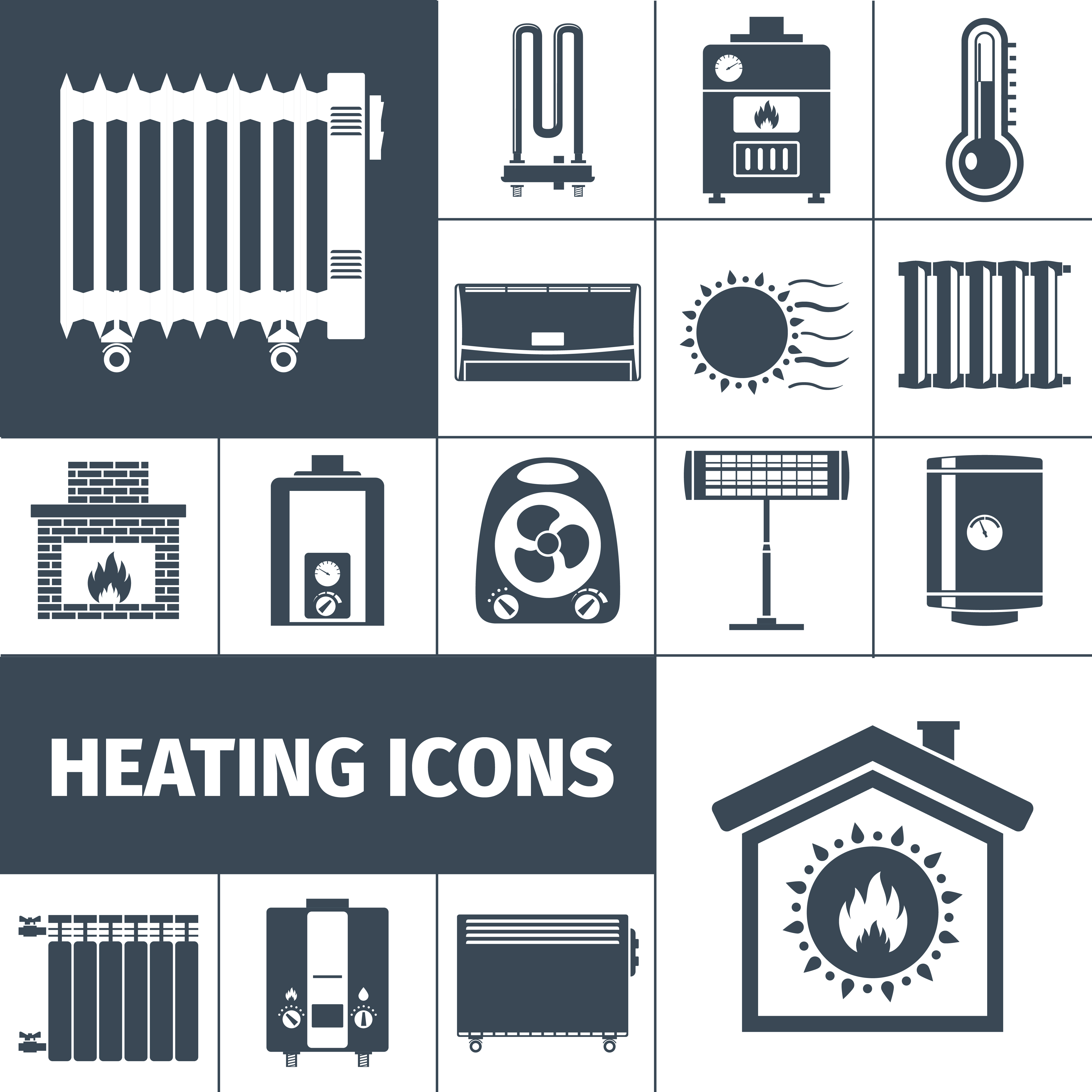 Heating Flat Icon Set 469184 Vector Art at Vecteezy