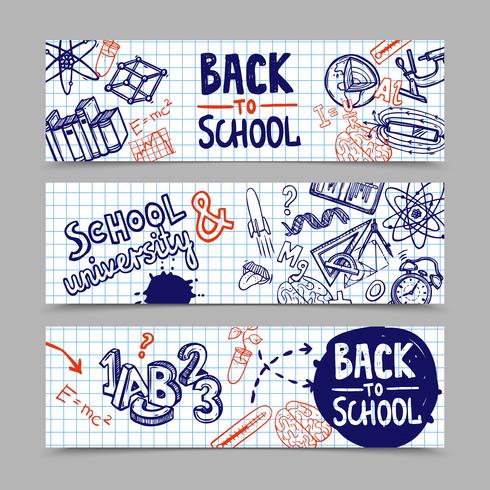 Banners de regreso a la escuela vector