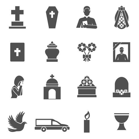 Conjunto de iconos funerarios vector
