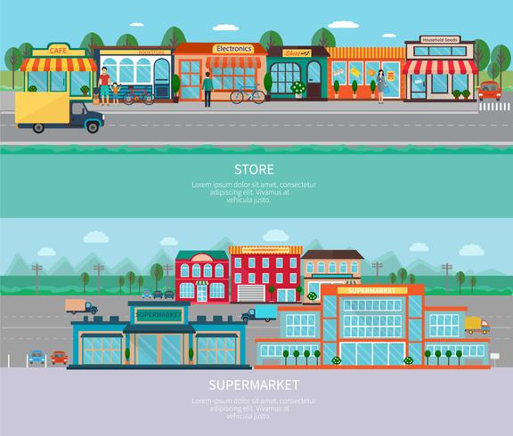 Store and supermarket banners set vector