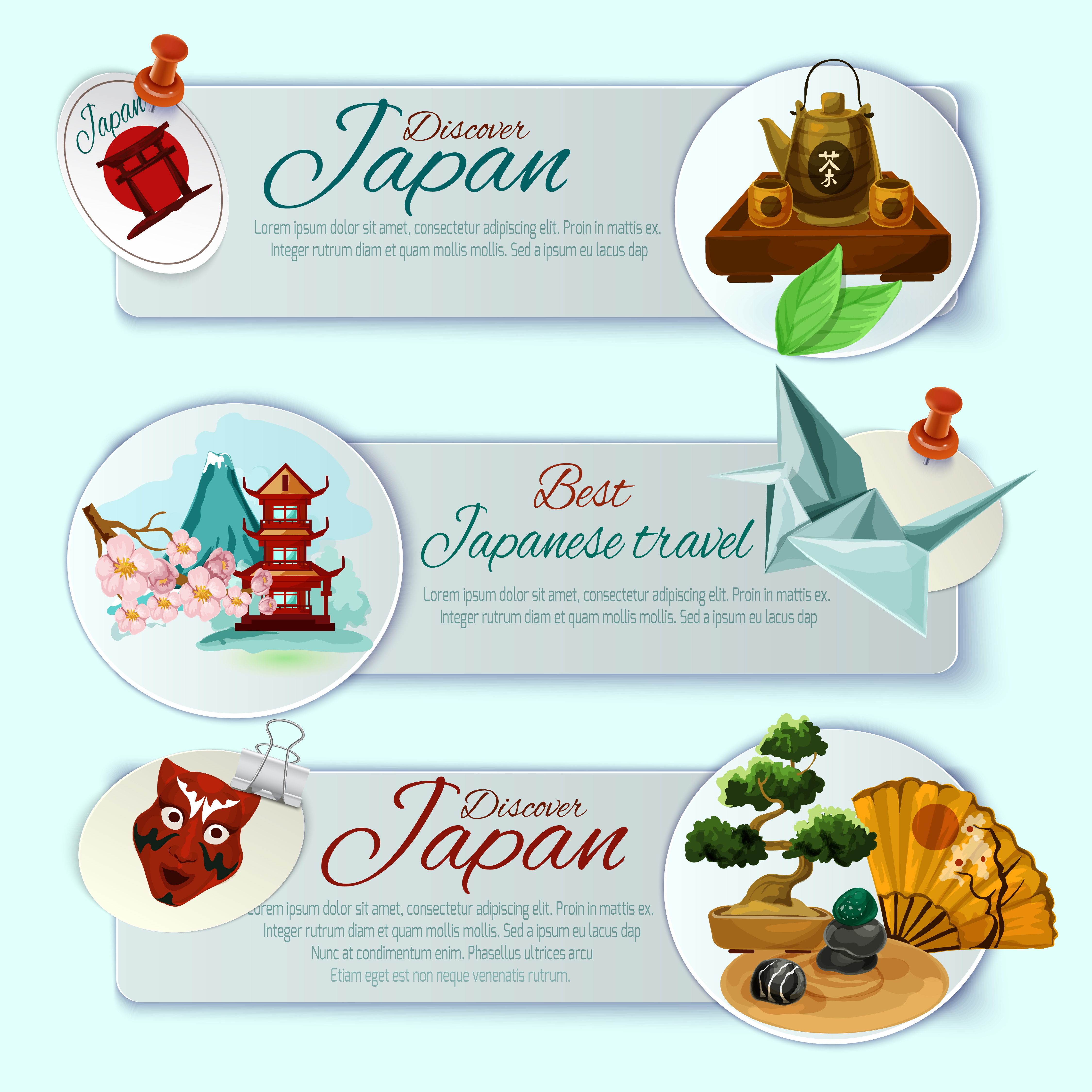Japan Travel Banner Set 469217 Vector Art at Vecteezy
