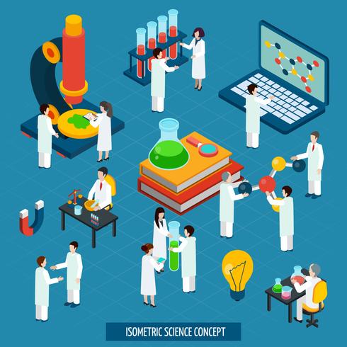 Science lab concept isometric composition banner vector