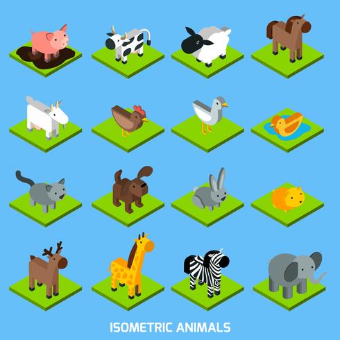 Conjunto de animales isométricos vector