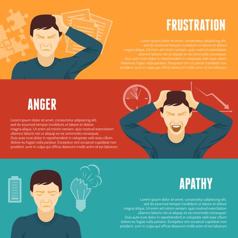 Stress concept horizontal banners set vector