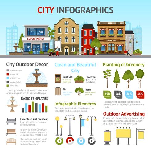 Conjunto de infografías de la ciudad vector