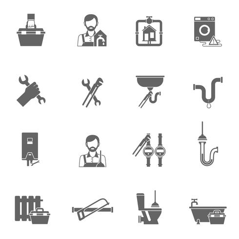 Iconos de fontanero negro vector