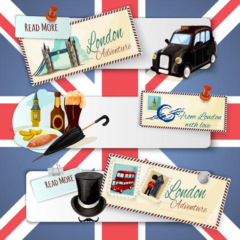 Conjunto de banners turísticos de Londres vector