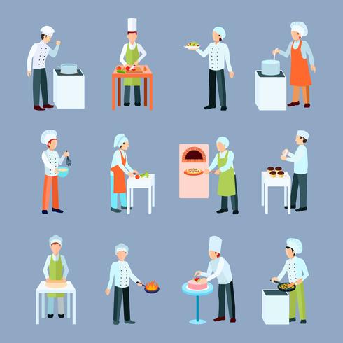  Cook Profession Icons Set vector