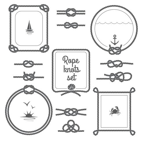 Rope Frames Black And White Set vector