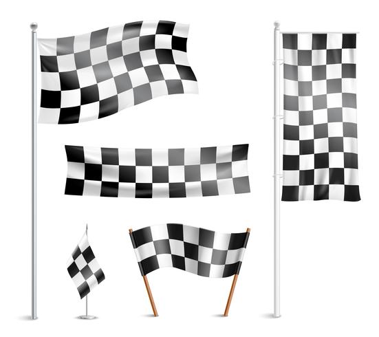 Checkered flags pictograms collection vector