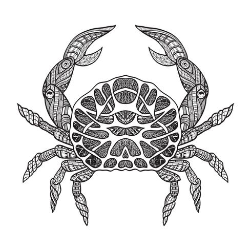 Doodle sketch crab black line vector