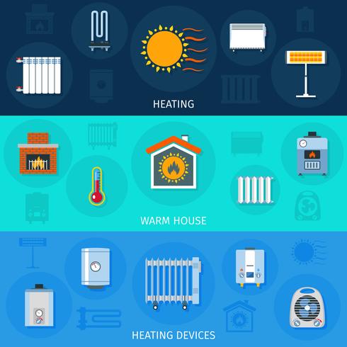 Heating Device Banner Set vector