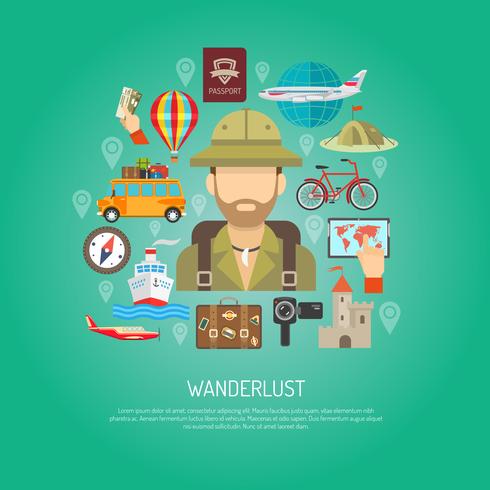 Travel Flat Color Concept  vector