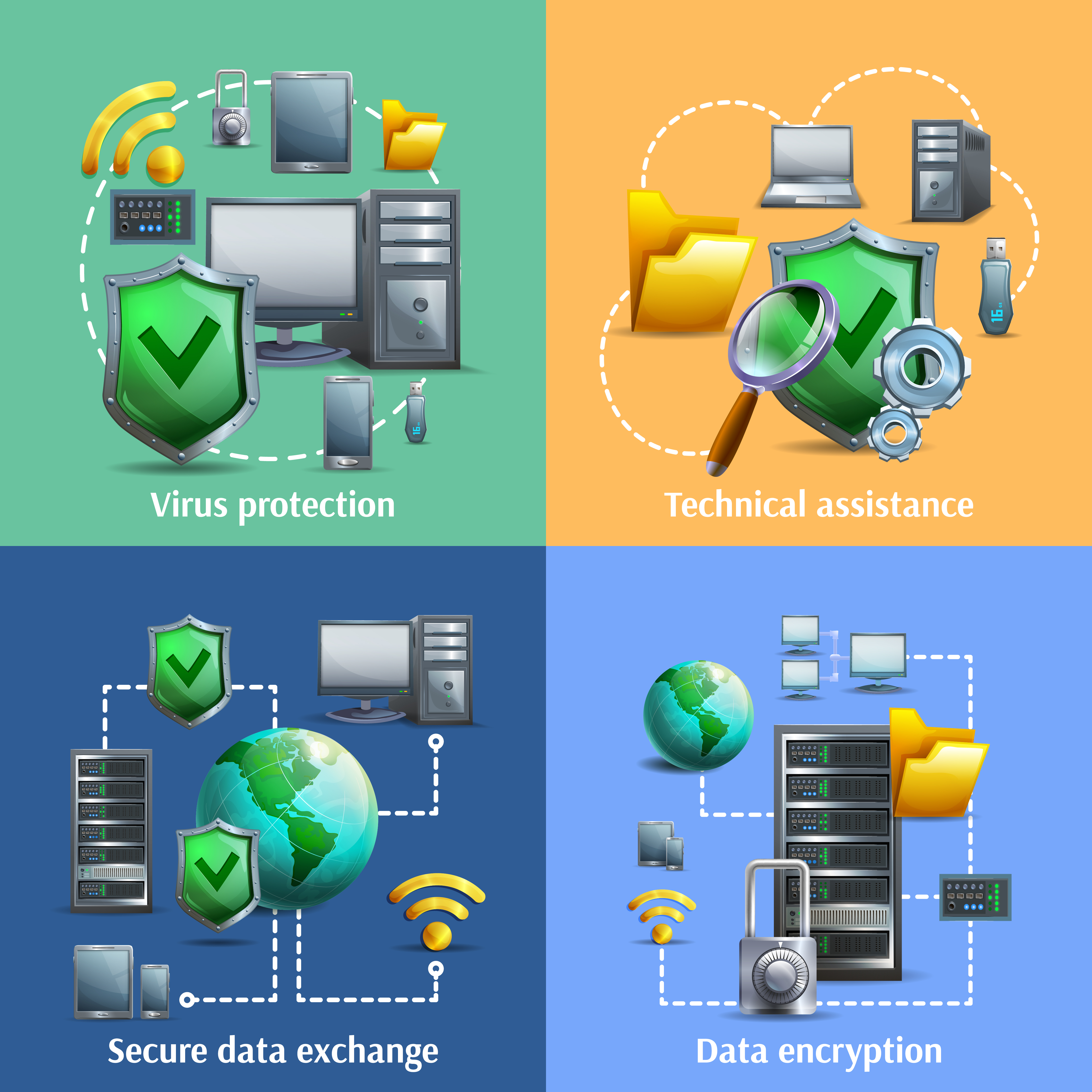 Data encryption and security icons set 469320 Vector Art at Vecteezy