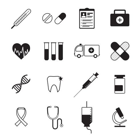 Medicine icons set black vector