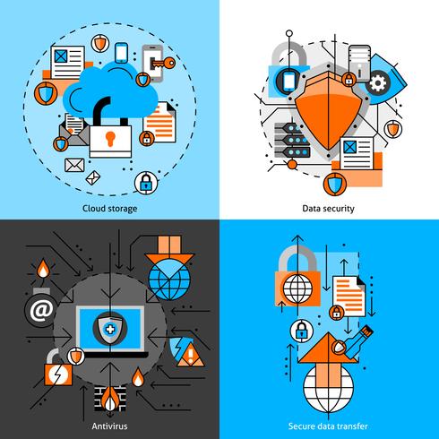 Data Security And Storage Icons Set    vector