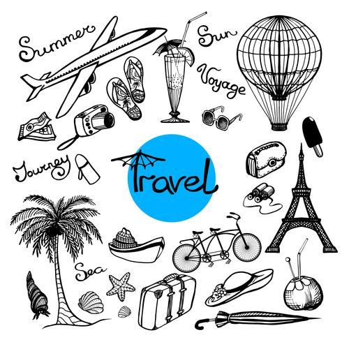 Travel Doodle Set vector