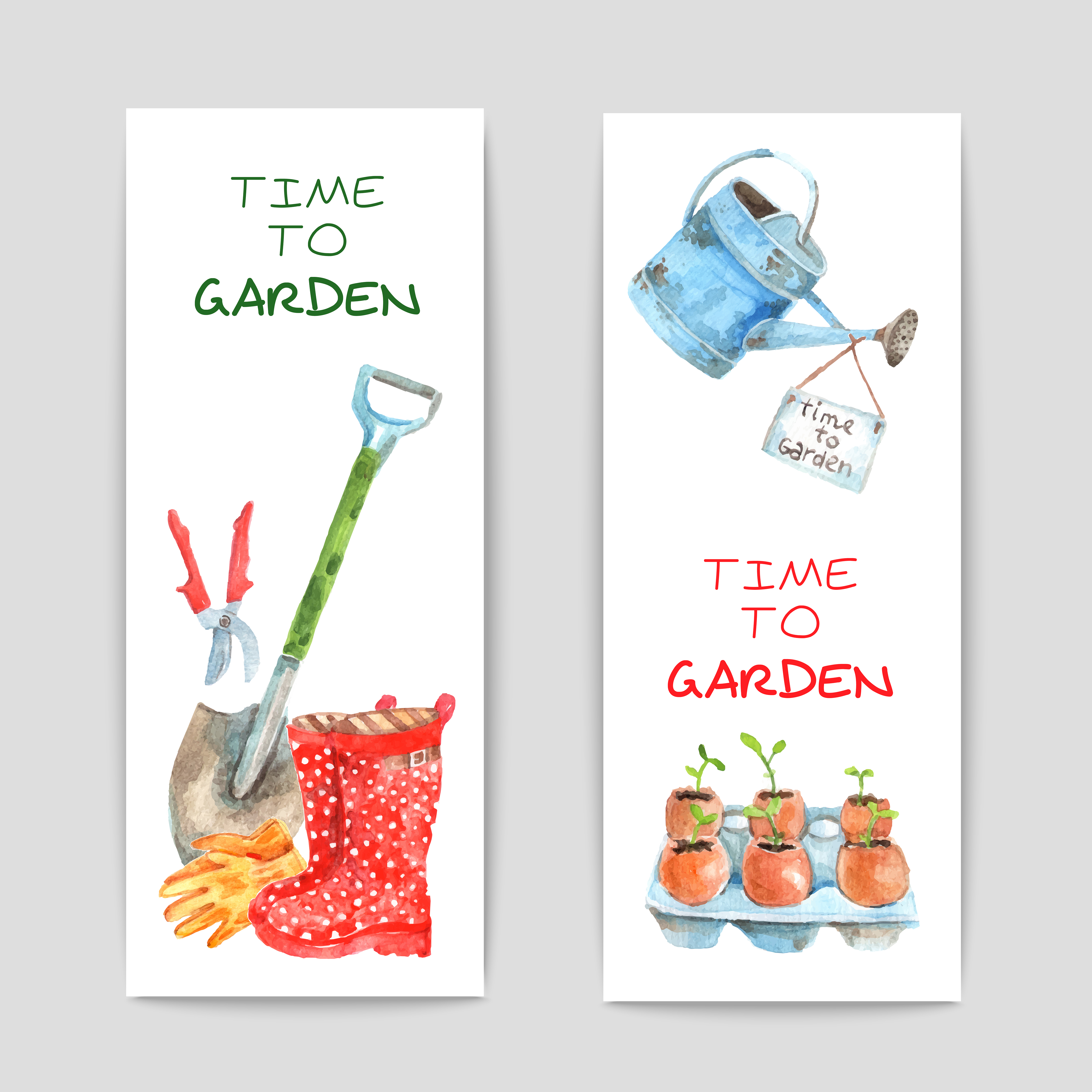 Gardening Watercolor Banners Set 469351 Vector Art at Vecteezy