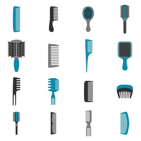 Comb Icons Flat Set vector