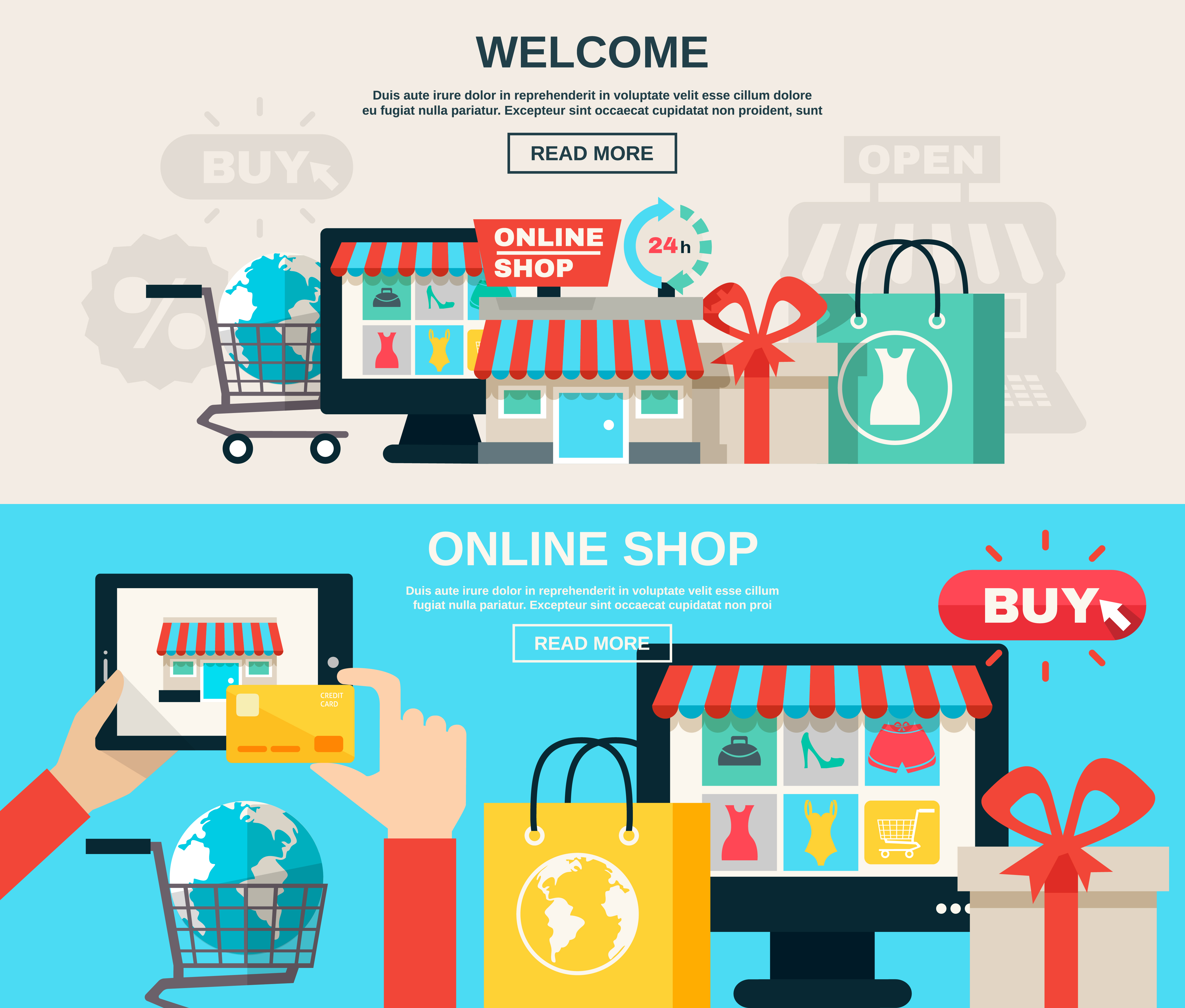 Internet Store Flat Banner Set Download Free Vectors Clipart