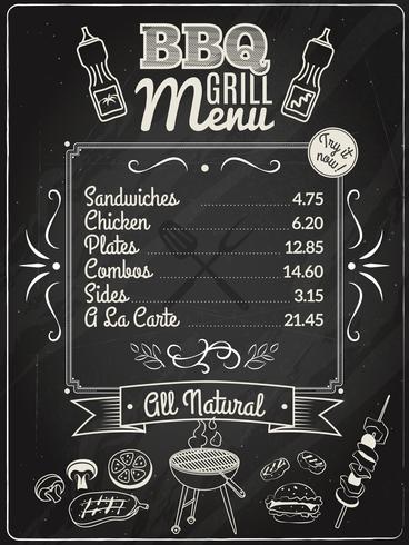 Grill Menu Chalkboard vector
