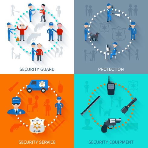 Security guard 4 flat square vector