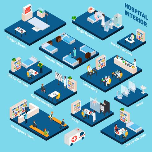 Isometric Hospital Interior vector