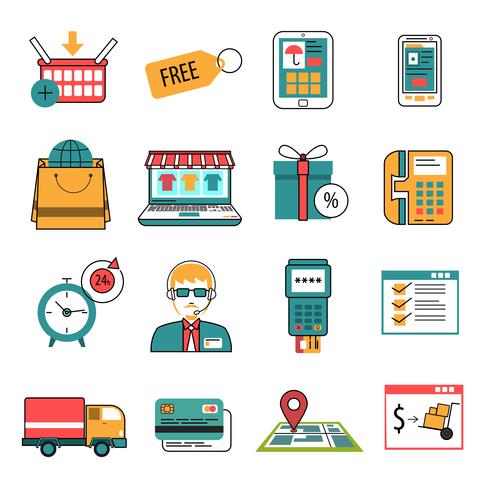 Online Icons Outline Set vector
