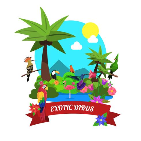 Exotic Birds Concept vector