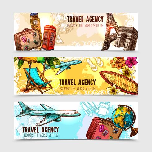 Conjunto de banners de viaje vector